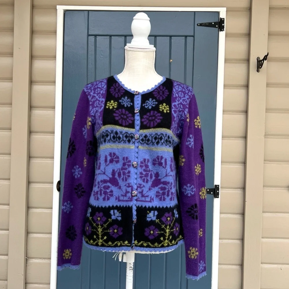 Alpaca Imports Bohemian Handmade Knit Wool Cardigan Sweater Women’s Size Medium